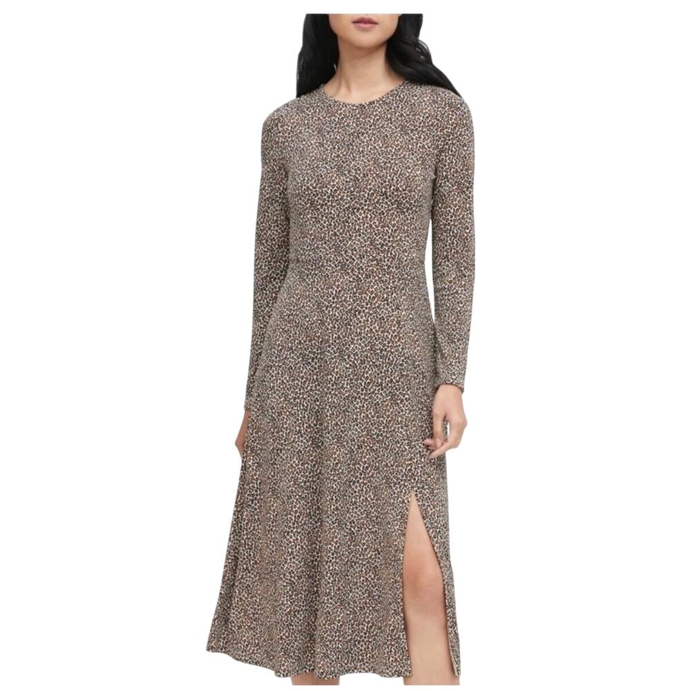 Banana Republic Leopard Print Long Sleeve Midi Dress Size S